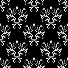Black and white seamless floral pattern N3