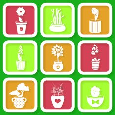 Set of 9 icons different plants and flowers N2