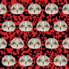 Polygonal abstract owl pattern seamless background