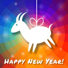 Goat Paper Applique on Bright Colorful Rainbow Background