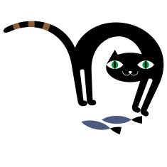 Black cat and fishes