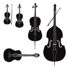 Stringed music instrument icons collection