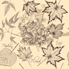 Floral vector seamless wallpaper with foliage