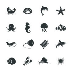 Marine Life Silhouette Icons