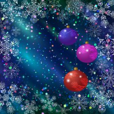 Christmas background with balls and snowflakes