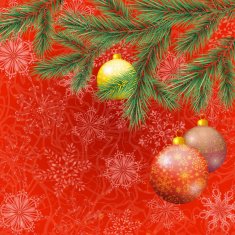 Christmas spruce fir tree with ornaments