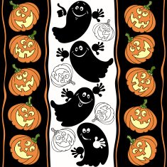 Halloween seamless background with ghosts and pumpkins N2