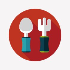 dishware and cutlery flat icon with long shadow eps10