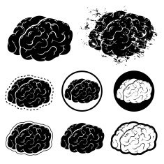 Brain Silhouette and Grunge Vector Illustration N2