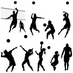 beach volleyball silhouettes