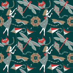 Woman with a kites Seamless background pattern