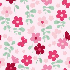 Cute flower Seamless Pattern with butterfly- Illustration