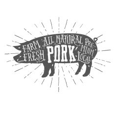 Vintage typographic premium pork meat label