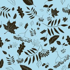 Seamless leaf and rowanberry pattern