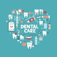 Dental care symbols in the shape of heart N3