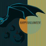 Halloween background with bat and pumpkins