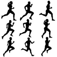 Set running silhouettes