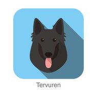 Tervuren dog face portrait flat icon design