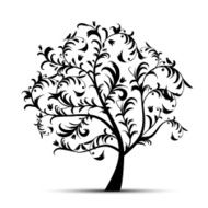 Art Tree Beautiful Black Silhouette N4