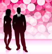 Sexy young couple on red glowing background