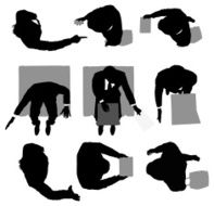 Silhouette of business executives in different poses N13