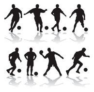 silhouette of soccer players