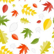 Shiny Autumn Natural Leaves Seamless Pattern Background Vector N6