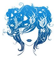 Girl with underwater life in hair N2