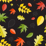 Shiny Autumn Natural Leaves Seamless Pattern Background Vector N7