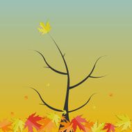 Shiny Autumn Natural Tree Background Vector Illustration N6