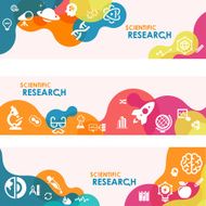 Scientific research Banners And Relevant Icon Set