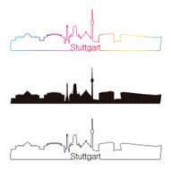 Stuttgart skyline linear style with rainbow
