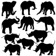 Safari Silhouette Collection - Elephants and Rhinos
