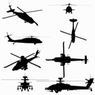Military Helicopter Silhouette Collection (vector jpg)