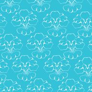 Seamless blue background with white silhouettes of orchids
