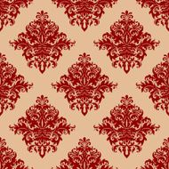 Ornate red vintage damask style seamless pattern