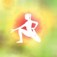 Yoga pose Blurred floral background