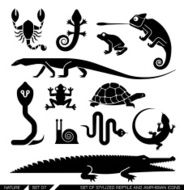 Set of geometrically stylized reptiles and amphibians icons N2