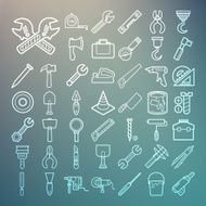 Tools and Equipment icons Set on Retina background