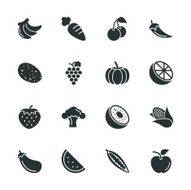 Fruit and Vegetable Silhouette Icons N2