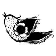 silhouette bird of with flowers and leaves tea