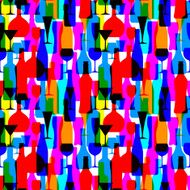 Seamless background with colorful bottles