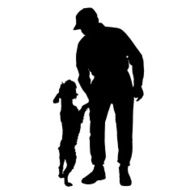 Vector silhouette of people with dog N59