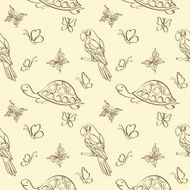 Seamless pattern animals contours N2