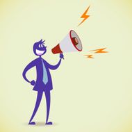 Man shouting in a megaphone