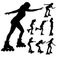Vector silhouette of a woman on roller skates