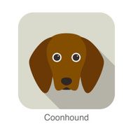 Coonhound dog face portrait flat icon design