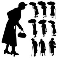 Vector silhouette of old people N75