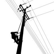 Electric Worker Climbing Silouete