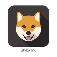 Shiba Inu dog face cartoon flat icon design